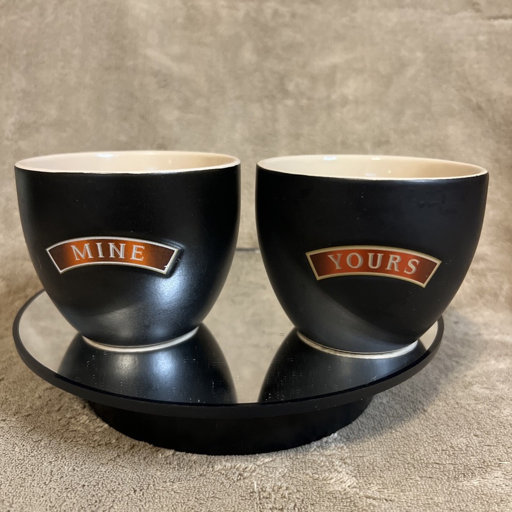 2pc‎ Bailey's Irish Cream MINE and YOURS Coffee Cups No Handles "Special Coffee"